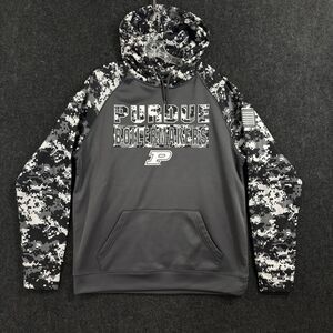 Purdue Boilermakers Hoodie Men's Large Gray Camo Kangaroo Colosseum Sweatshirt